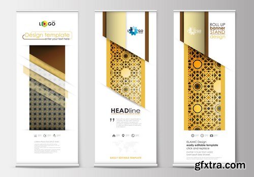 Corporate vertical vector flyer & roll up banner - 19xEPS Vector Stock