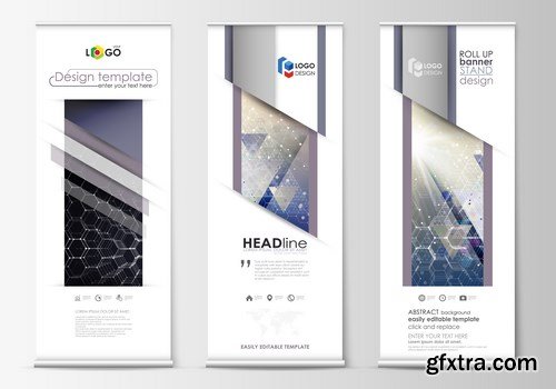 Corporate vertical vector flyer & roll up banner - 19xEPS Vector Stock