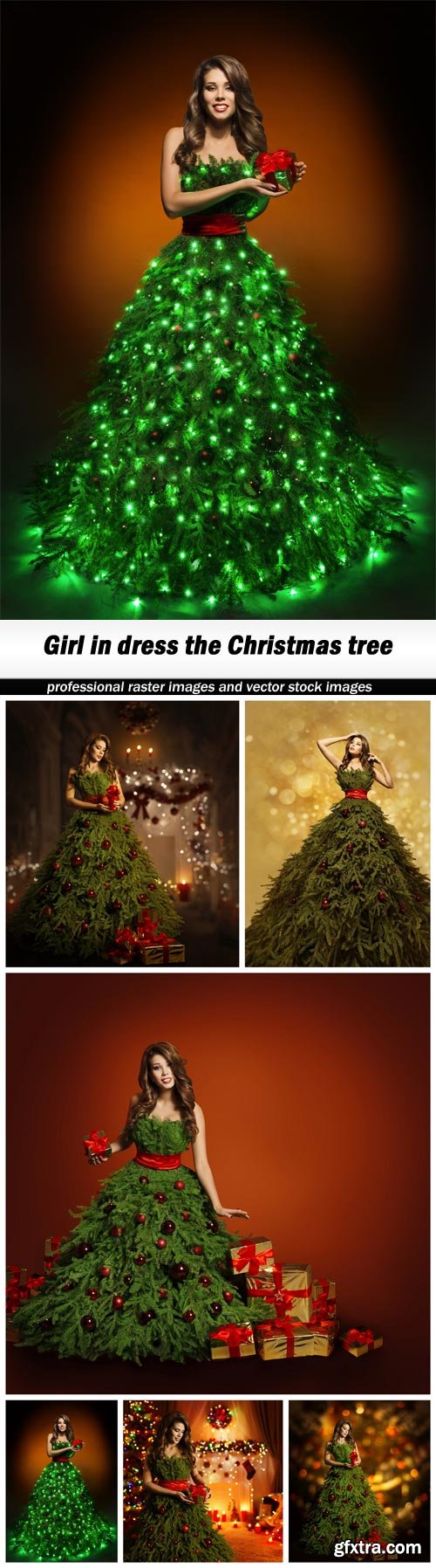 Girl in dress the Christmas tree - 6 UHQ JPEG