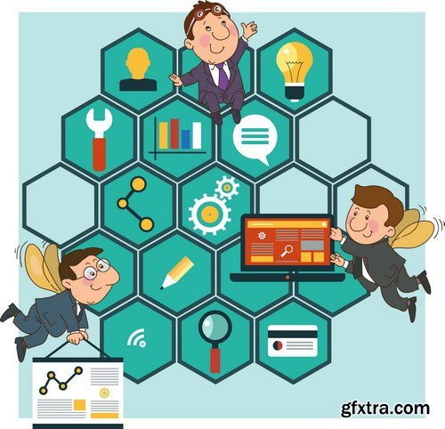 Social networks and technologies, Flat concept - 20xEPS Vector Stock