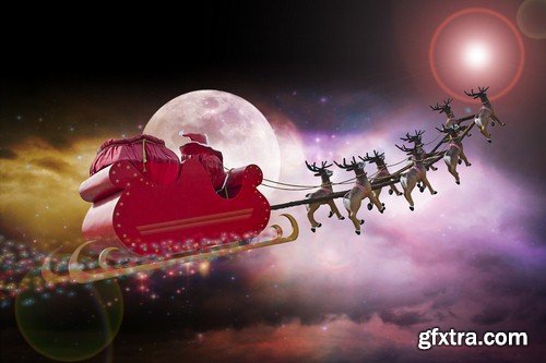 Santa Claus with reindeer - 6 UHQ JPEG