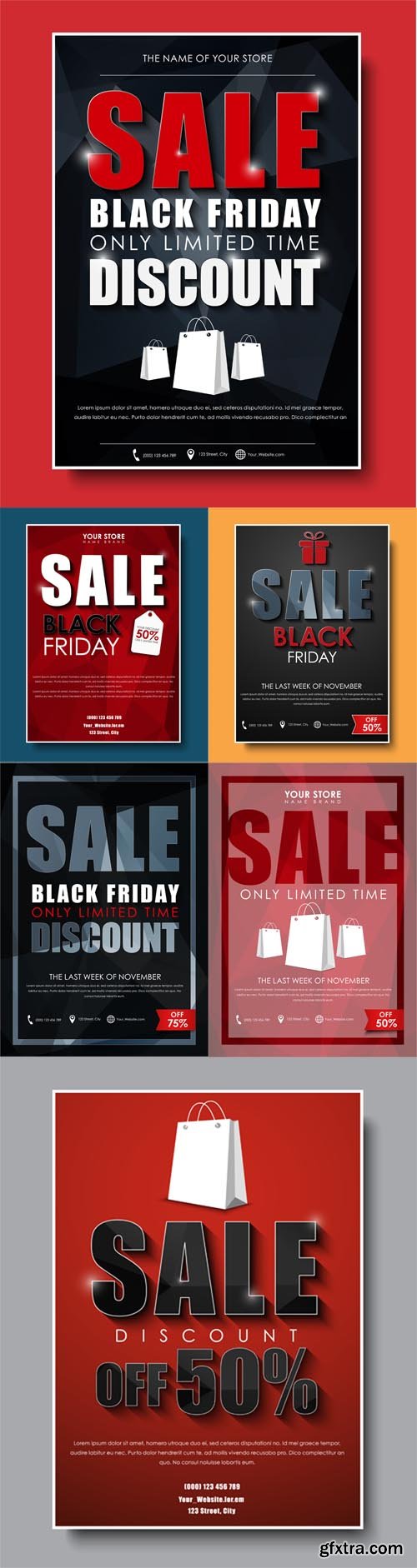 Vector Set - Template Poster Flyers Banners for Sales on Black Friday