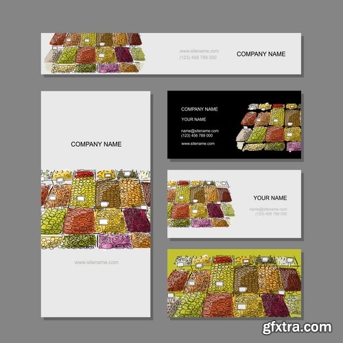 Collection gift certificate business card banner flyer calling card poster 25-25 EPS