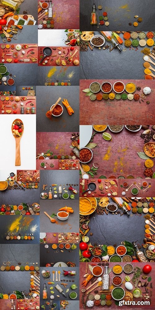 Spices and herbs.Food and cuisine ingredients 4