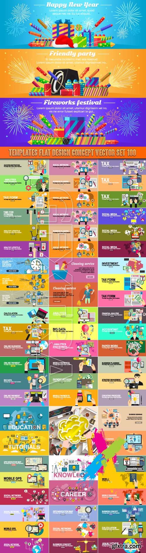 Templates flat design concept vector set 100