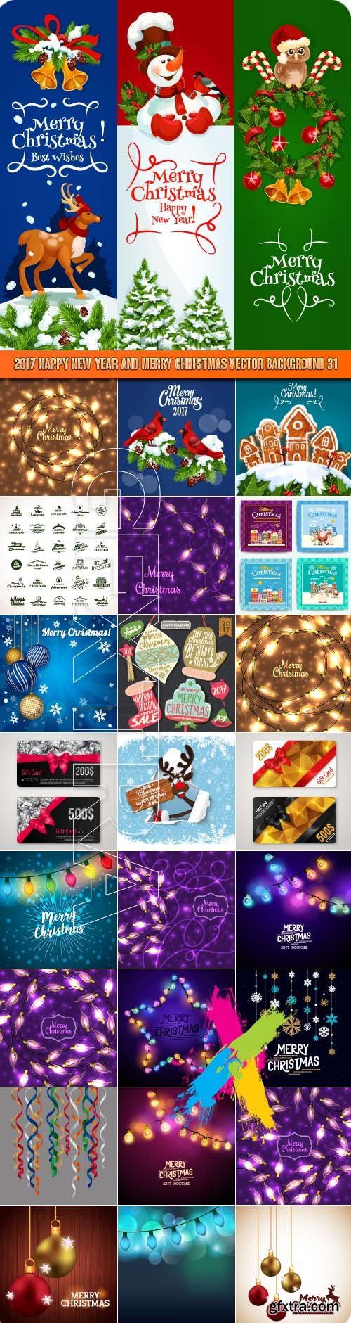 2017 Happy New Year and Merry Christmas vector background 31