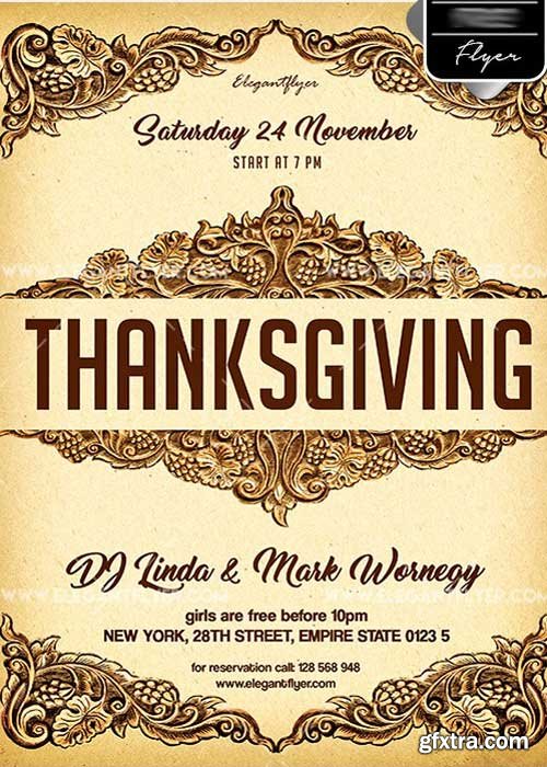 Thanksgiving Day V18 Flyer PSD Template + Facebook Cover