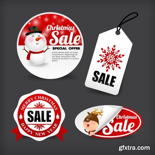 Collection of New Year banner Christmas flyer sticker label discount sale 24 EPS