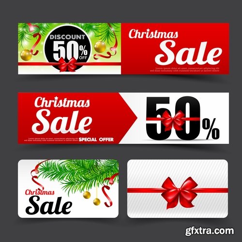 Collection of New Year banner Christmas flyer sticker label discount sale 24 EPS