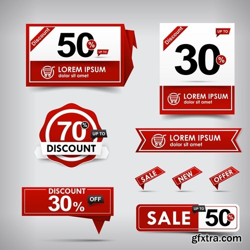 Collection of New Year banner Christmas flyer sticker label discount sale 24 EPS