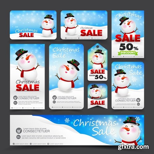 Collection of New Year banner Christmas flyer sticker label discount sale 24 EPS