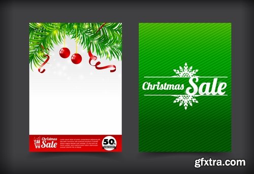 Collection of New Year banner Christmas flyer sticker label discount sale 24 EPS