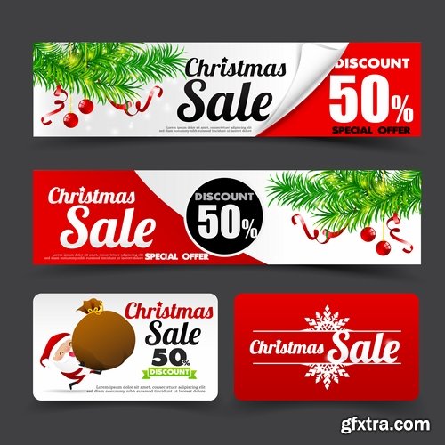 Collection of New Year banner Christmas flyer sticker label discount sale 24 EPS