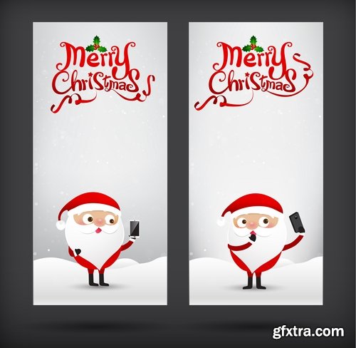 Collection of New Year banner Christmas flyer sticker label discount sale 24 EPS