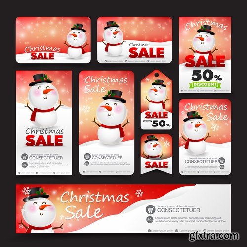 Collection of New Year banner Christmas flyer sticker label discount sale 24 EPS