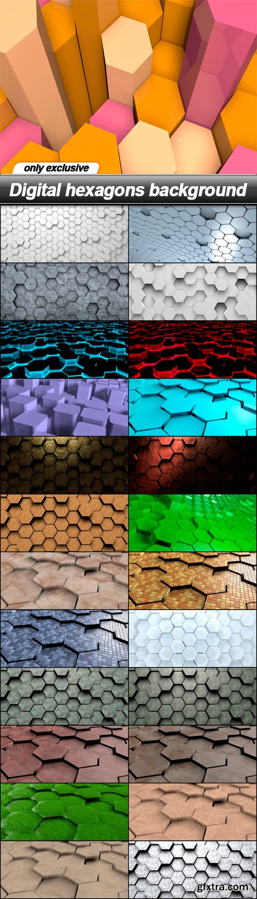 Digital hexagons background - 25 UHQ JPEG