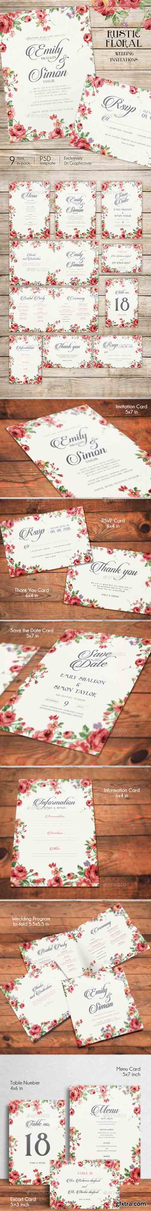 GR - Rustic Floral Wedding Invitations 10358801