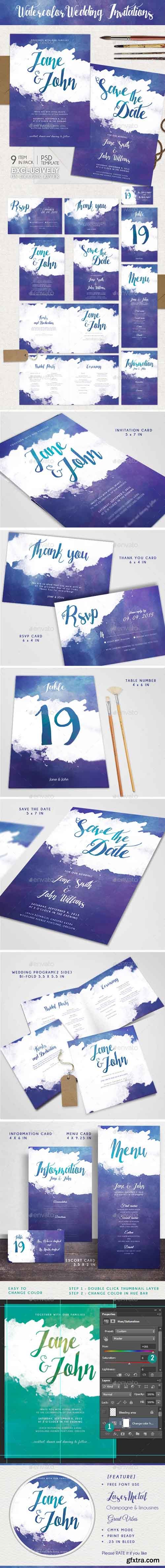 GR - Watercolor Wedding Invitations 13337630