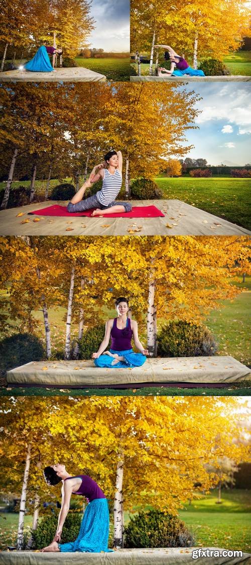 Yoga in the Autumn Park