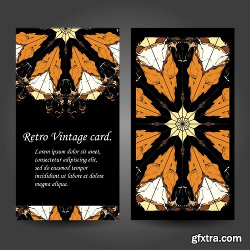 Collection business card Indian ethnic ornament pattern mandala flyer image a banner 2-25 EPS