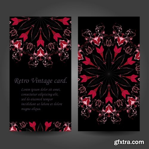 Collection business card Indian ethnic ornament pattern mandala flyer image a banner 2-25 EPS