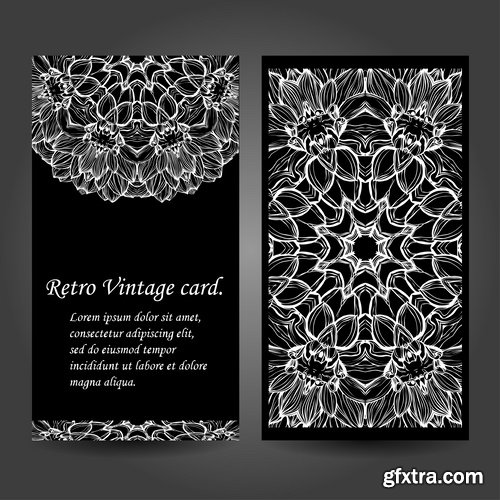 Collection business card Indian ethnic ornament pattern mandala flyer image a banner 2-25 EPS