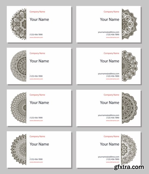 Collection business card Indian ethnic ornament pattern mandala flyer image a banner 2-25 EPS