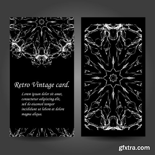 Collection business card Indian ethnic ornament pattern mandala flyer image a banner 2-25 EPS