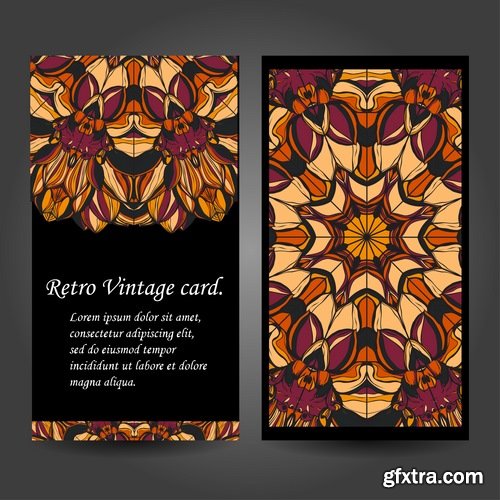 Collection business card Indian ethnic ornament pattern mandala flyer image a banner 2-25 EPS