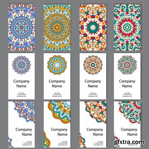 Collection business card Indian ethnic ornament pattern mandala flyer image a banner 2-25 EPS