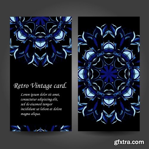 Collection business card Indian ethnic ornament pattern mandala flyer image a banner 2-25 EPS