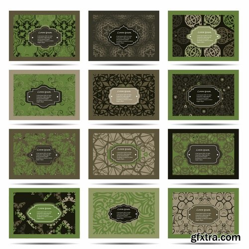 Collection business card Indian ethnic ornament pattern mandala flyer image a banner 2-25 EPS