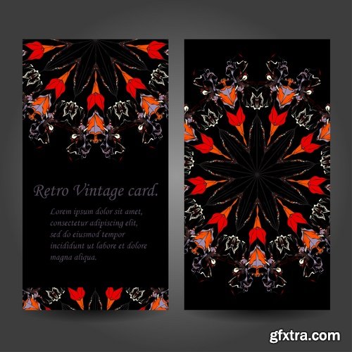 Collection business card Indian ethnic ornament pattern mandala flyer image a banner 2-25 EPS