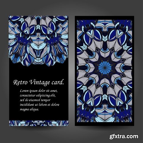 Collection business card Indian ethnic ornament pattern mandala flyer image a banner 2-25 EPS