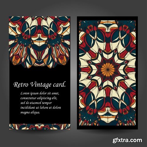 Collection business card Indian ethnic ornament pattern mandala flyer image a banner 2-25 EPS