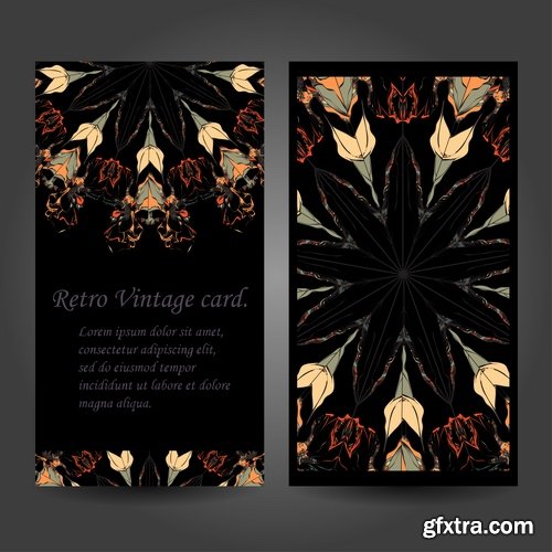 Collection business card Indian ethnic ornament pattern mandala flyer image a banner 2-25 EPS