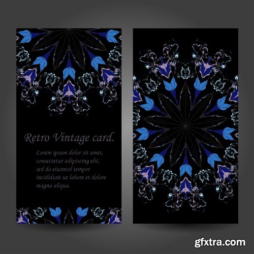 Collection business card Indian ethnic ornament pattern mandala flyer image a banner 2-25 EPS