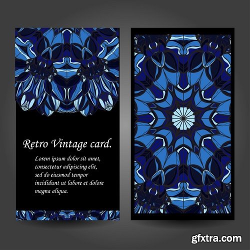 Collection business card Indian ethnic ornament pattern mandala flyer image a banner 2-25 EPS