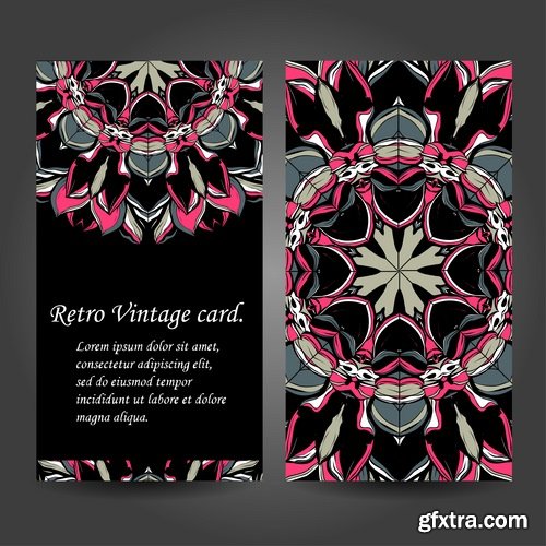 Collection business card Indian ethnic ornament pattern mandala flyer image a banner 2-25 EPS