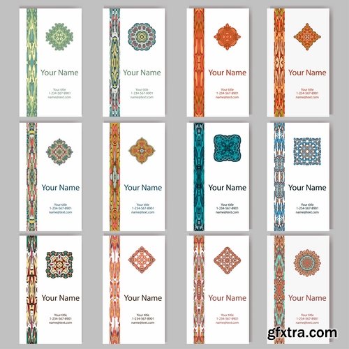 Collection business card Indian ethnic ornament pattern mandala flyer image a banner 2-25 EPS