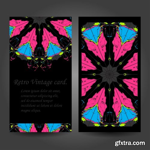 Collection business card Indian ethnic ornament pattern mandala flyer image a banner 2-25 EPS