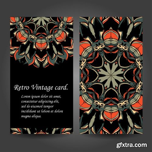 Collection business card Indian ethnic ornament pattern mandala flyer image a banner 2-25 EPS