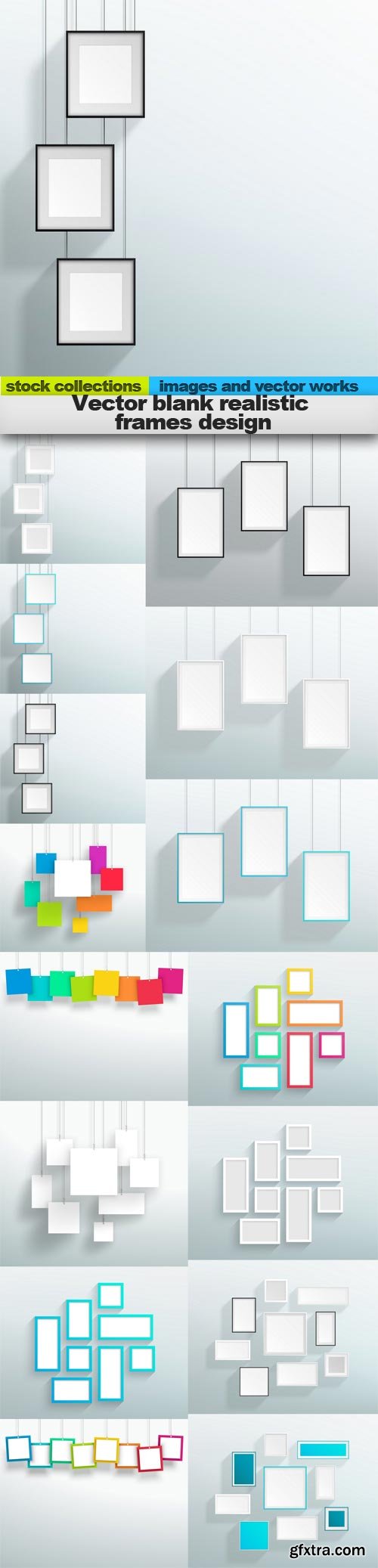 Vector blank realistic frames design, 15 x EPS