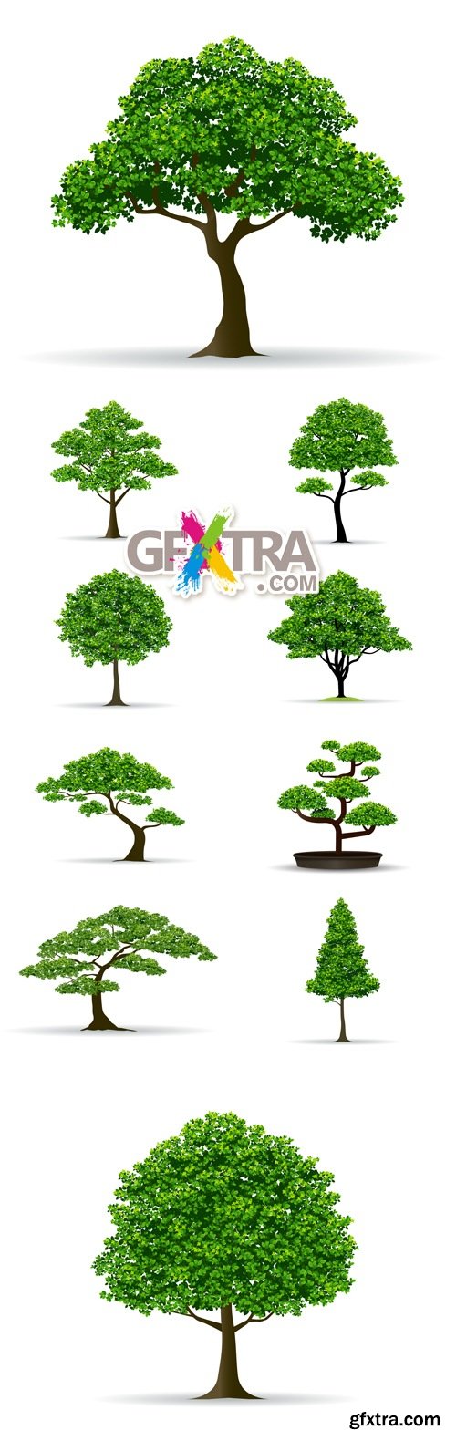Green Trees Isolated Vector