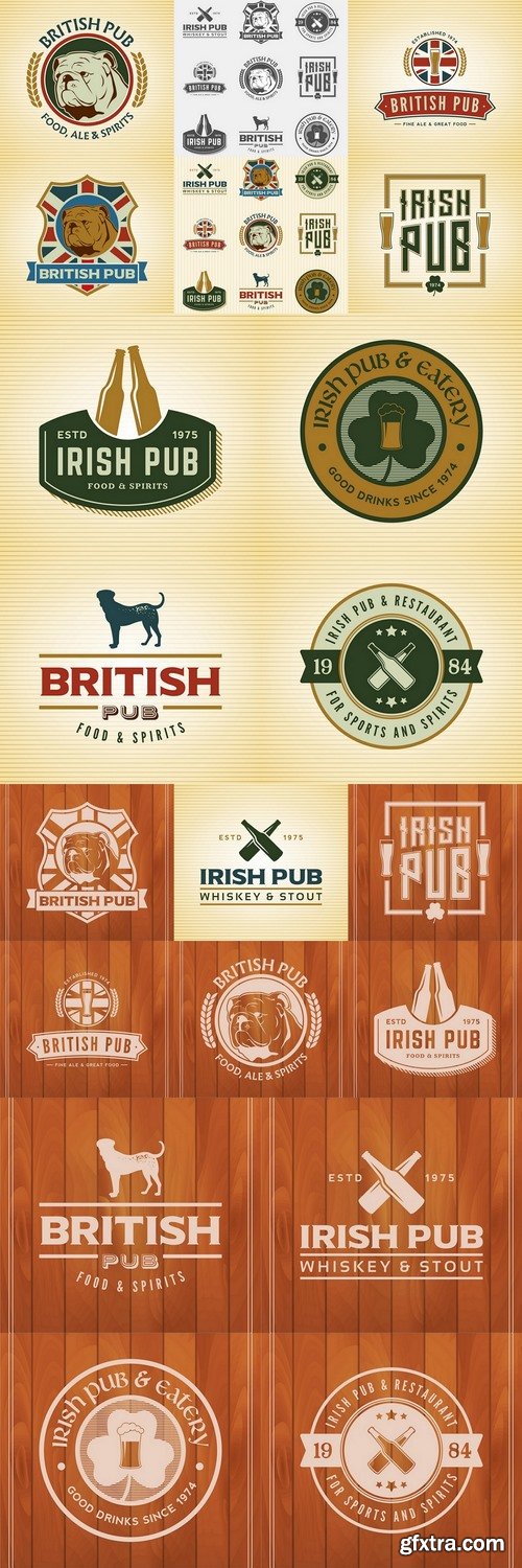 Irish and british pub label. vector illustration