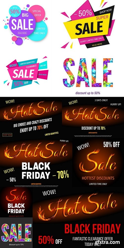 Sale poster template with sign from fire