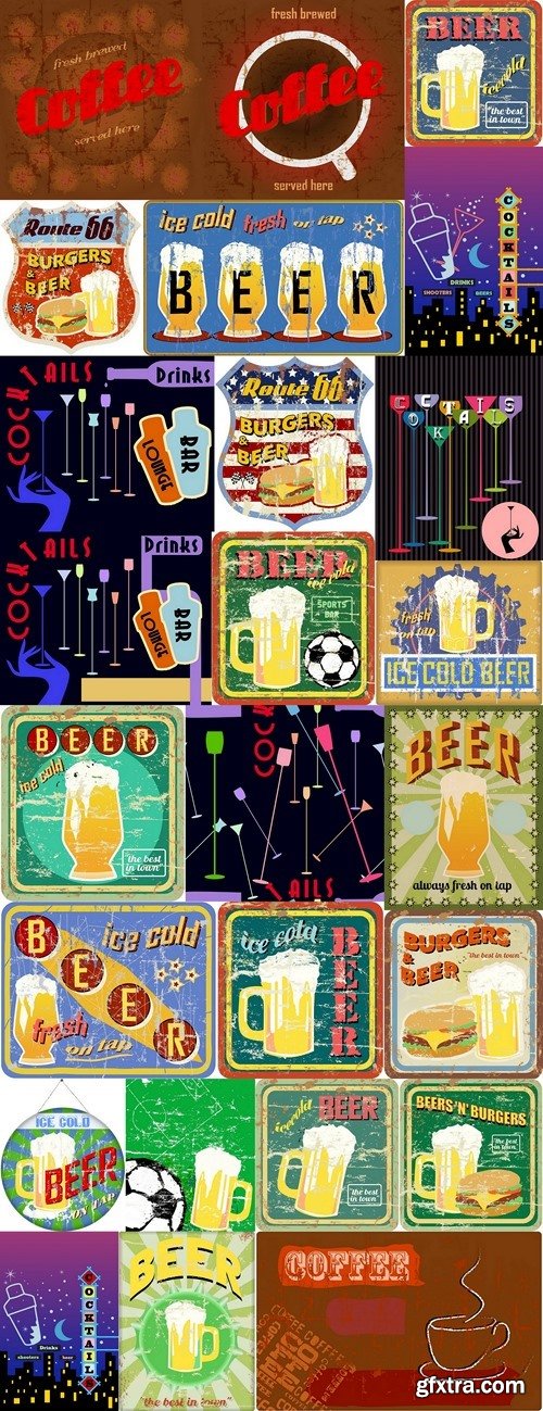 Retro beer advertising enamel sign, vector 4