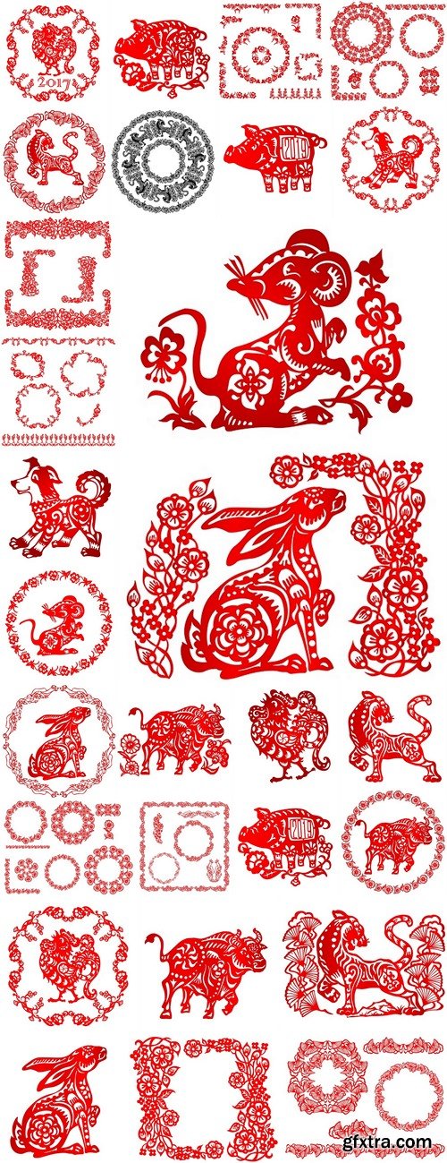 Zodiac Sign for Year of Rabbit, The Chinese traditional paper-cut art