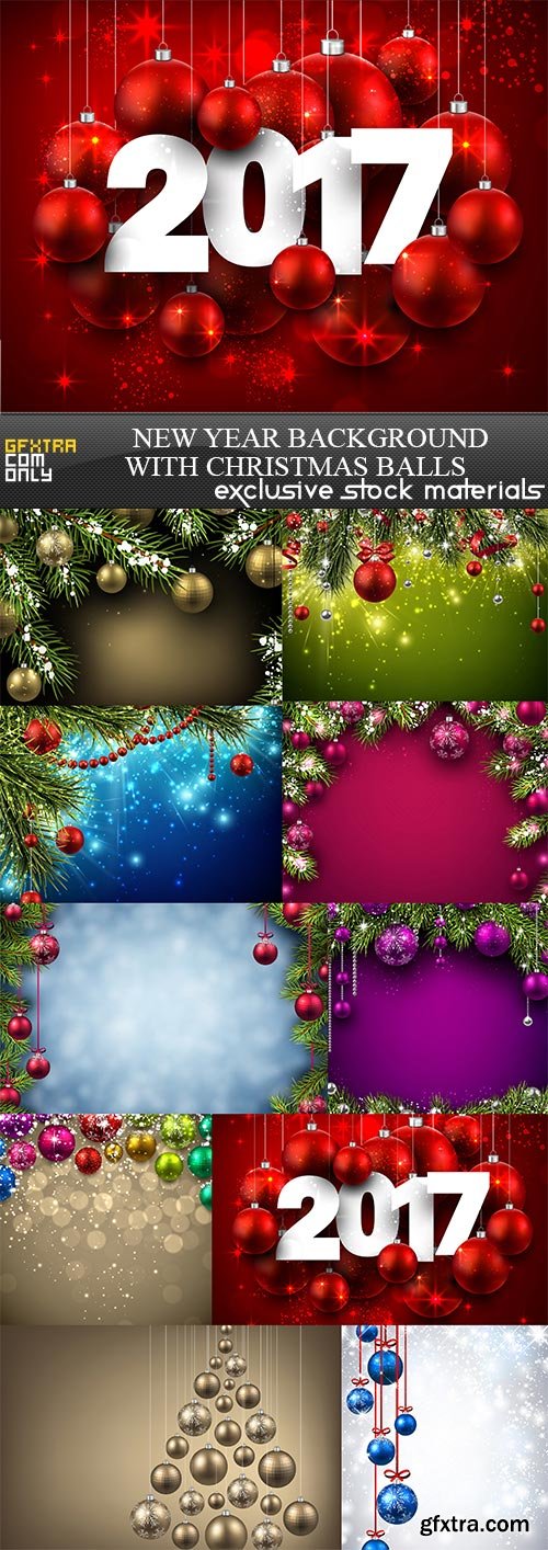 New Year background with Christmas balls, 10 x EPS