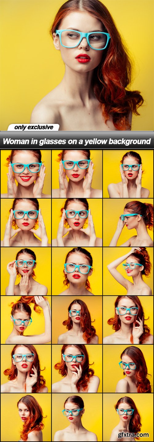 Woman in glasses on a yellow background - 19 UHQ JPEG